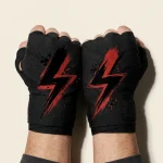 Bolt Brushstroke Hand Wraps, wound around both hands so the strokes join into one image