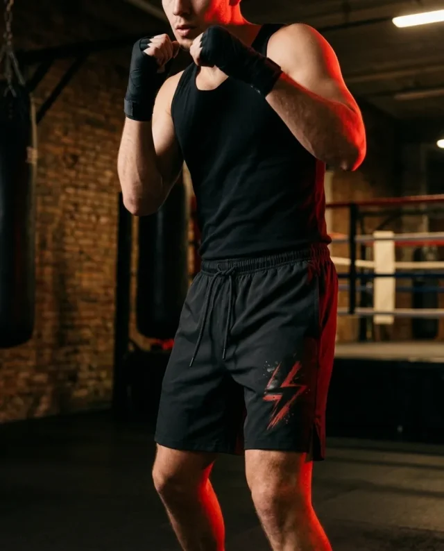 Bolt Gym Shorts, in use