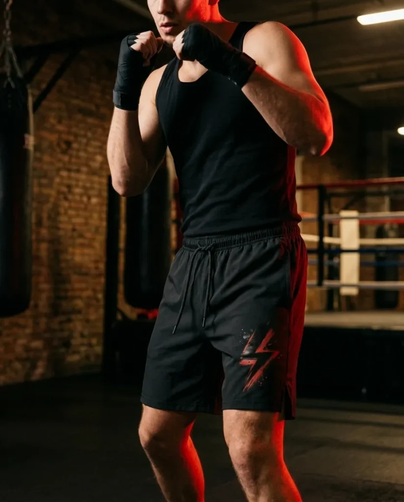 Bolt Gym Shorts, in use