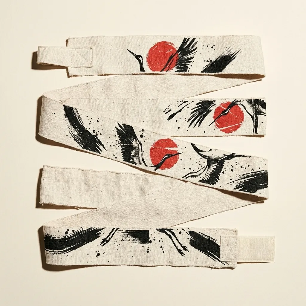 Crane Brushstroke Hand Wraps, laid out flat