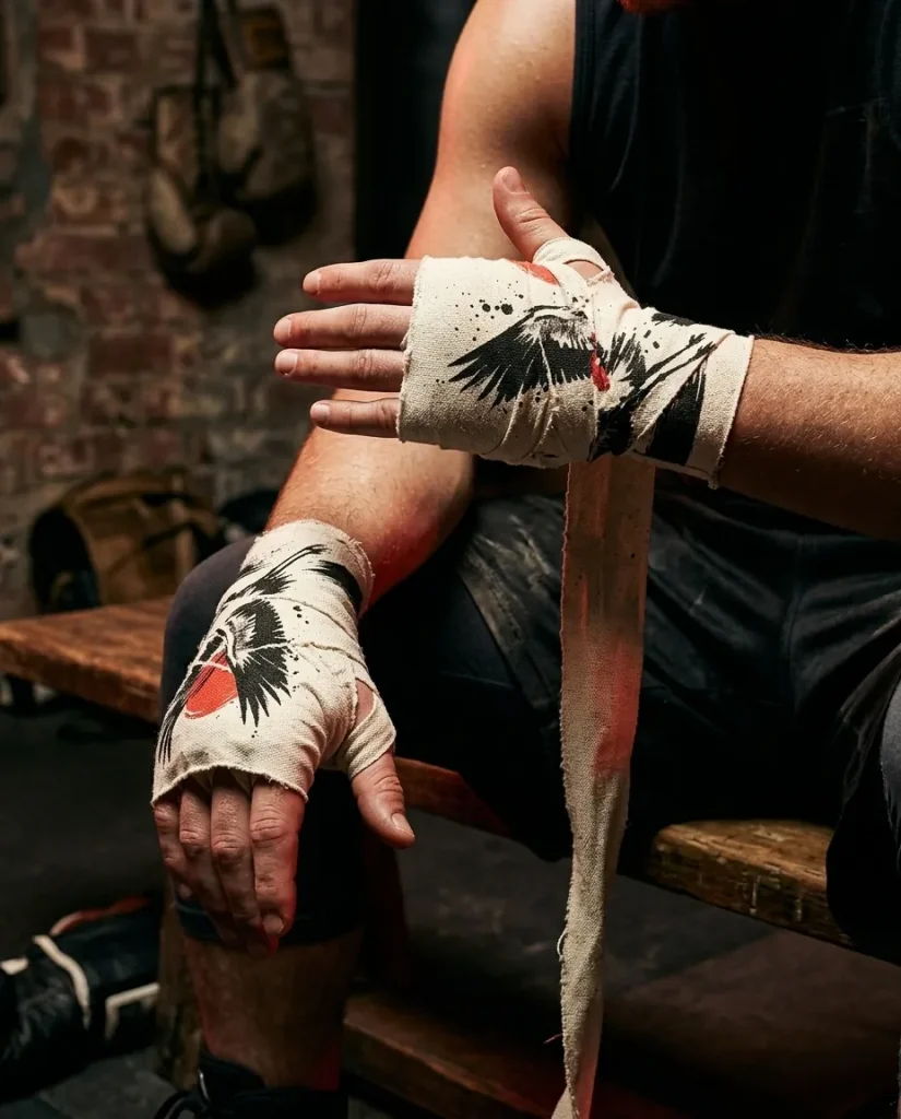 Crane Brushstroke Hand Wraps, in use