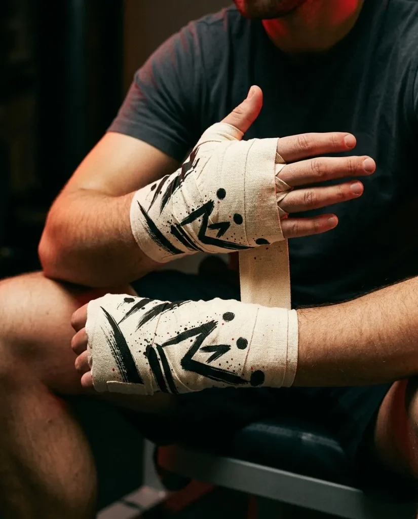 Crown Brushstroke Hand Wraps, in use