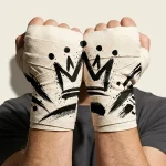 Crown Brushstroke Hand Wraps, wound around both hands so the strokes join into one image