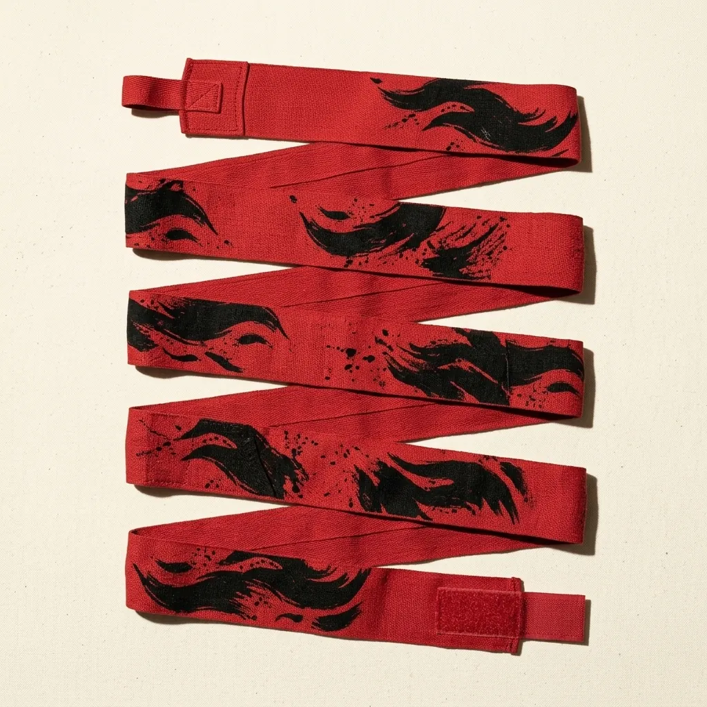 Ember Brushstroke Hand Wraps, laid out flat