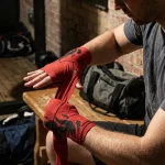 Ember Brushstroke Hand Wraps, in use