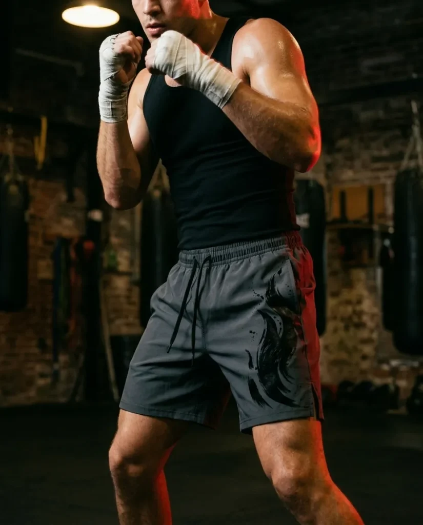 Ember Gym Shorts, in use