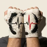 Pulse Brushstroke Hand Wraps, wound around both hands so the strokes join into one image