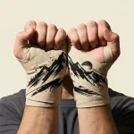 Ridge Brushstroke Hand Wraps, wound around both hands so the strokes join into one image