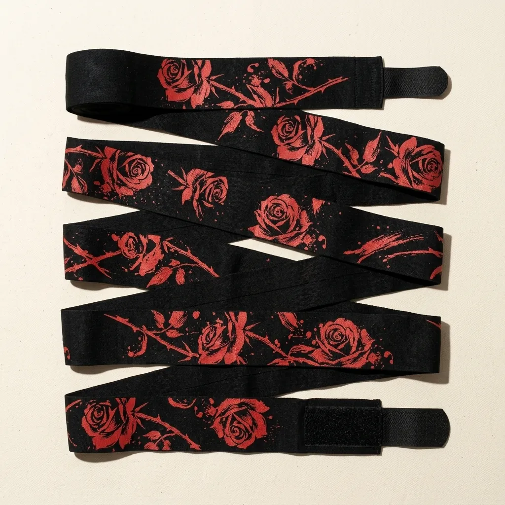 Rose Brushstroke Hand Wraps, laid out flat