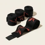 Rose Brushstroke Hand Wraps: two pairs, rolled, the ink strokes still in pieces