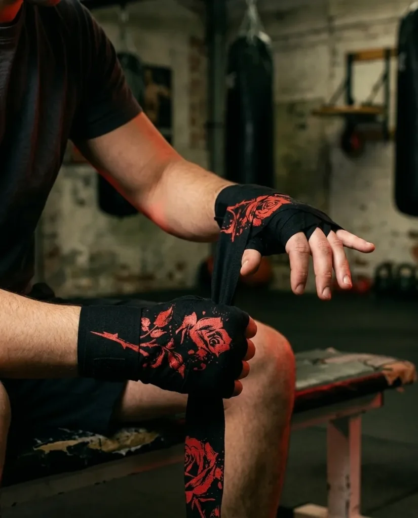 Rose Brushstroke Hand Wraps, in use