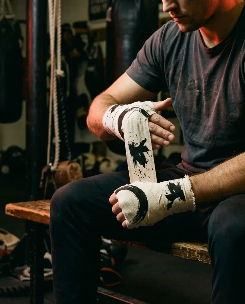 Round Brushstroke Hand Wraps, in use