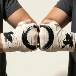 Round Brushstroke Hand Wraps, wound around both hands so the strokes join into one image