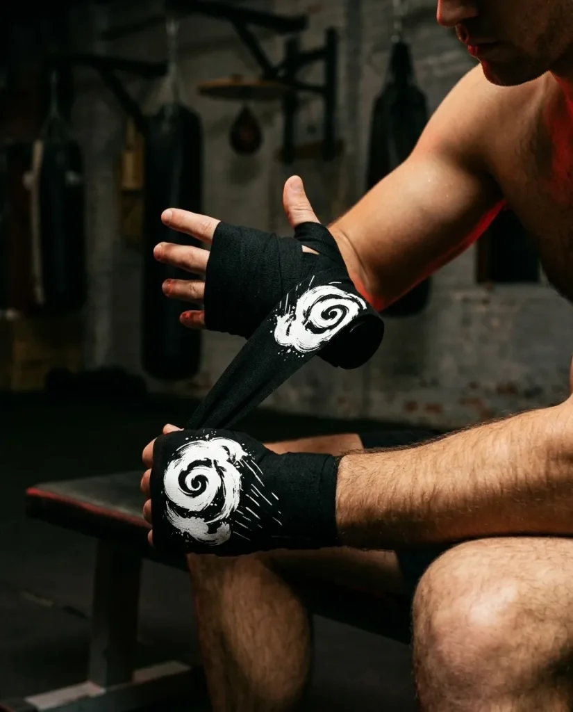 Storm Brushstroke Hand Wraps, in use