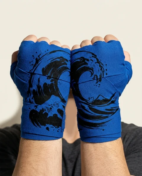 Tide Brushstroke Hand Wraps, wound around both hands so the strokes join into one image