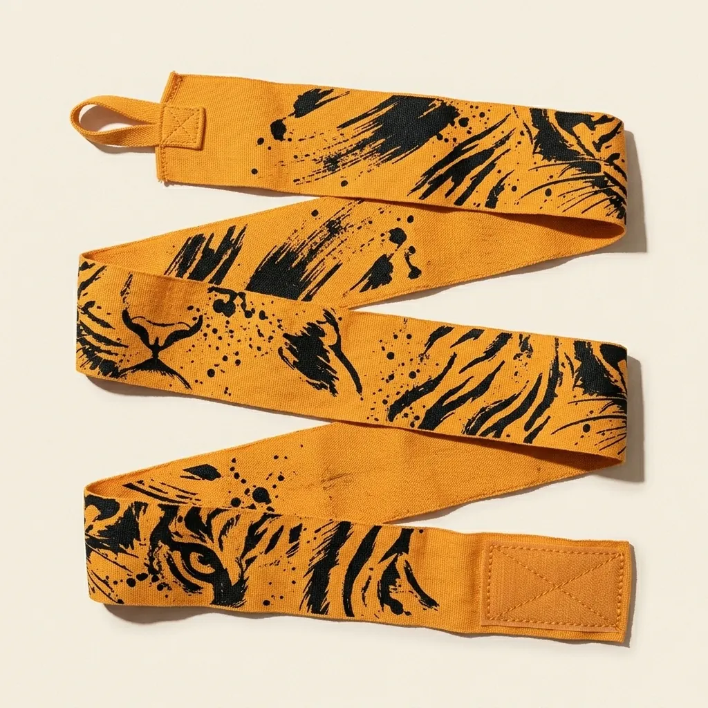 Tiger Brushstroke Hand Wraps, laid out flat