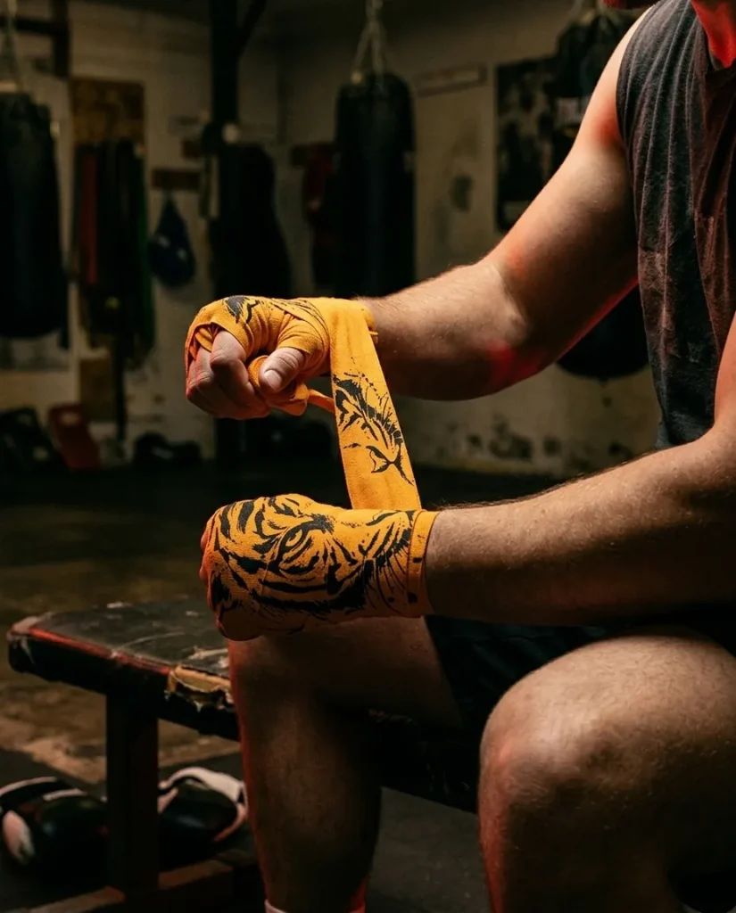 Tiger Brushstroke Hand Wraps, in use