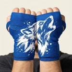 Wolf Brushstroke Hand Wraps, wound around both hands so the strokes join into one image
